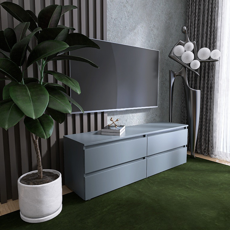 Тумба под телевизор Эверест ЛТВ-1400 Лайт 140х38х49 см Графит (DTM-4910) Львов - изображение 4