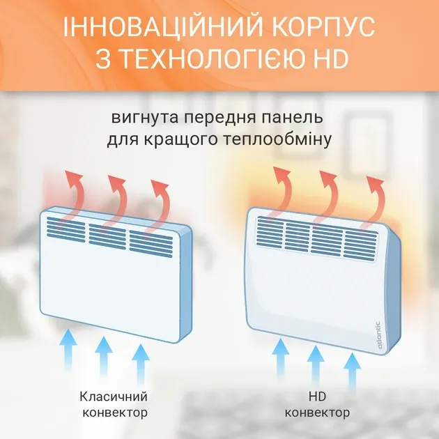 Конвектор електричний Atlantic F119 Design 2500W вологозахищений обігрівач із закритим ТЕНом та електронним термостатом 2.5 кВт Тернопіль - фото 4