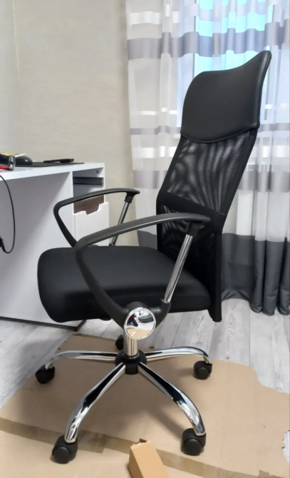 Компьютерное кресло Primaveo с эргономичной спинкой, для дома и офиса | Эко-кожа + сетка, Черное Киев - изображение 8