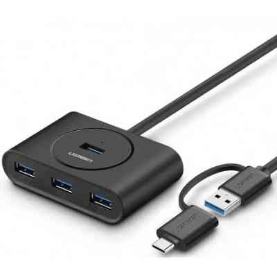 Концентратор Ugreen USB 3.0 to 4xUSB + USB-C plug 1.0m CR113 black (40850) Винница