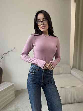 Жіночий утеплений базовий лонгслів турецька віскоза з начосом Рожевий, 46/48 Одеса