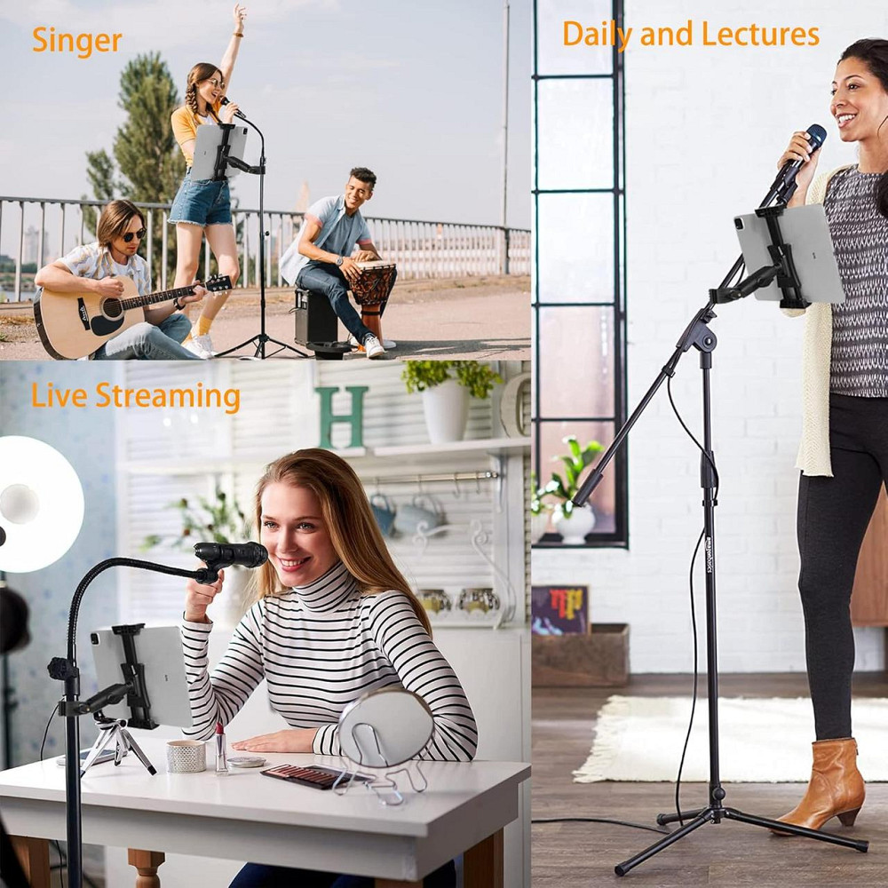 Тримач для мікрофонної стійки для iPad планшета iPhone смартфона сумісність 4″-13.5″ для журавля нотного пюпітра тарілкової стійки Київ - фото 7