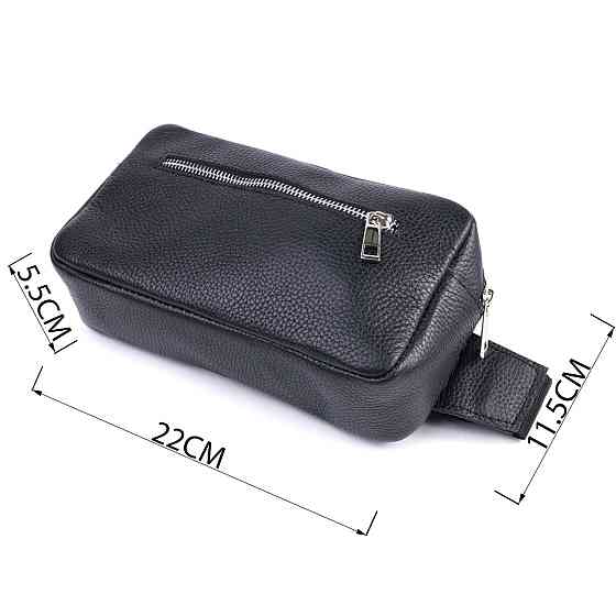 Чоловіча сумка-бананка з натуральної шкіри флотар Shvigel 22826 Чорна Київ