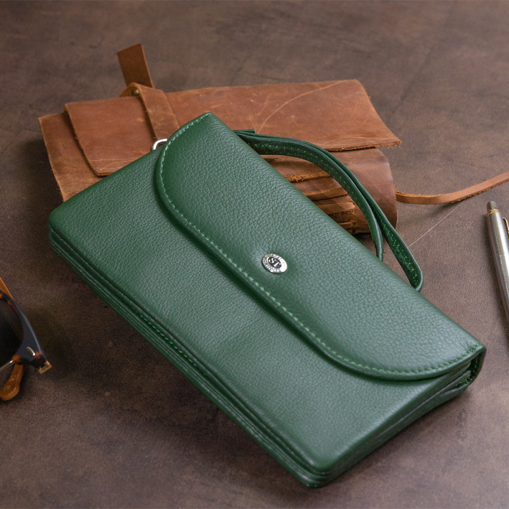 Клатч зі шкіри жіночий Зелений (ST Leather) Київ - фото 4