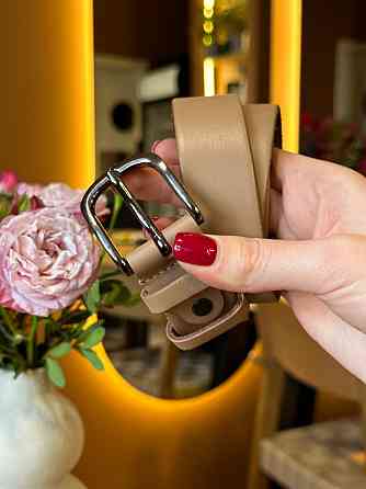 Кожаный женский ремень в бежевом цвете 3588 Киев