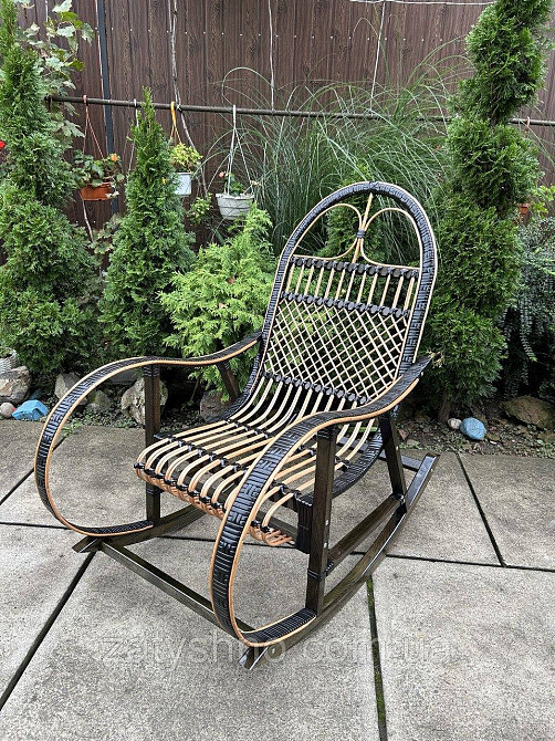 Кресло качалка плетеная черная ротанг Киев - изображение 6