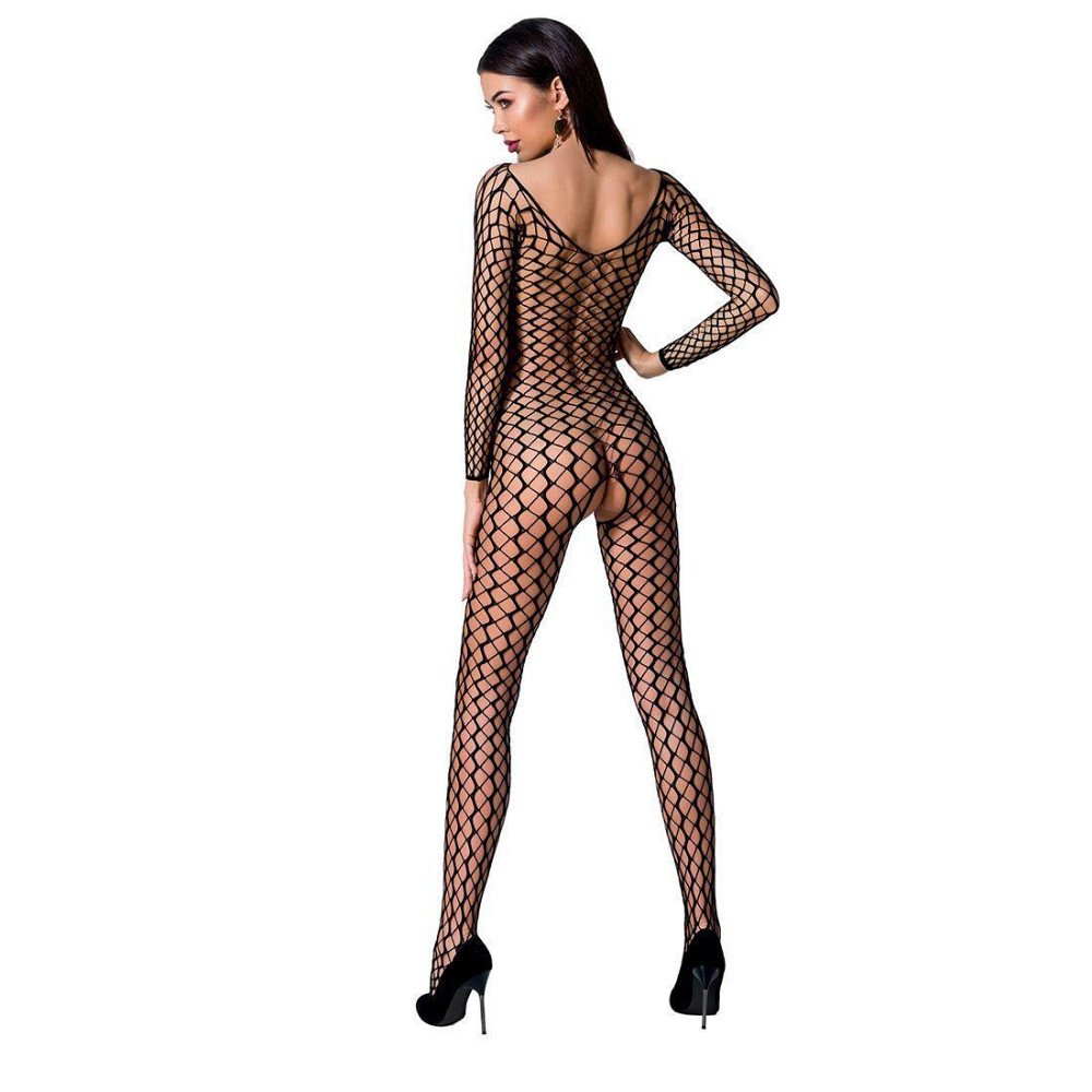 Бодістокінг Passion BS068 black, комбінезон, велика сітка, довгий рукав Sex Aura Київ - фото 4