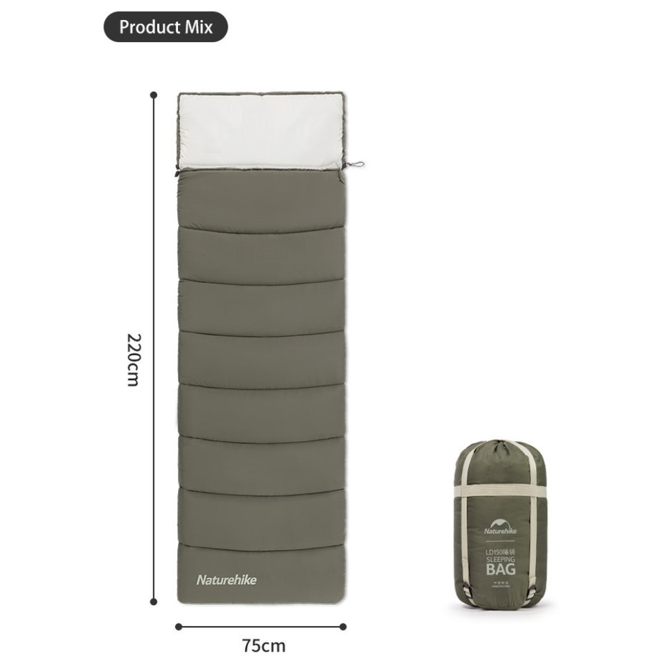 Спальник з капюшоном Naturehike LD350 CNK2300SD016, темно-зелений Київ - фото 4