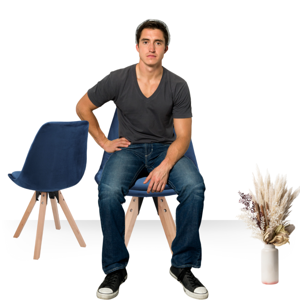 Стілець Saida Jumi у скандинавському стилі з дерев'яними ніжками синій Київ - фото 8