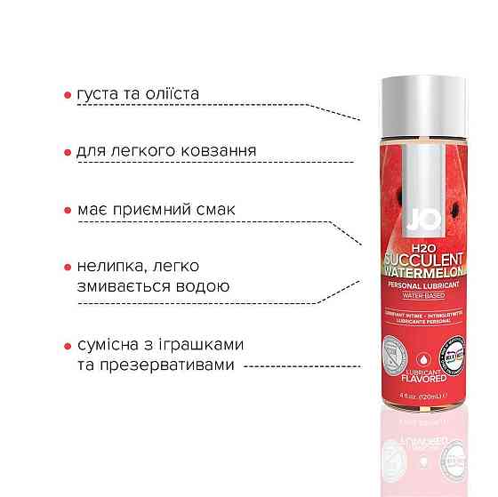 Смазка на водной основе JO H2O — Watermelon (120 мл) без сахара, растительный глицерин Sex Aura Киев