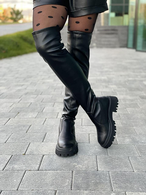 Ботфорты женские ARLEN черные натуральная кожа зима высота 56 см обхват 34-37 см подошва 3/5 см Коломия - фото 9
