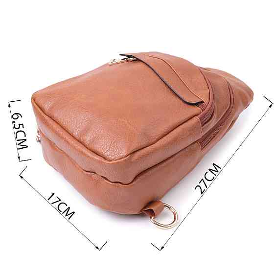 Практична жіноча сумка через плече з отвором для навушників з екошкіри Vintage 22789 Рудий Київ