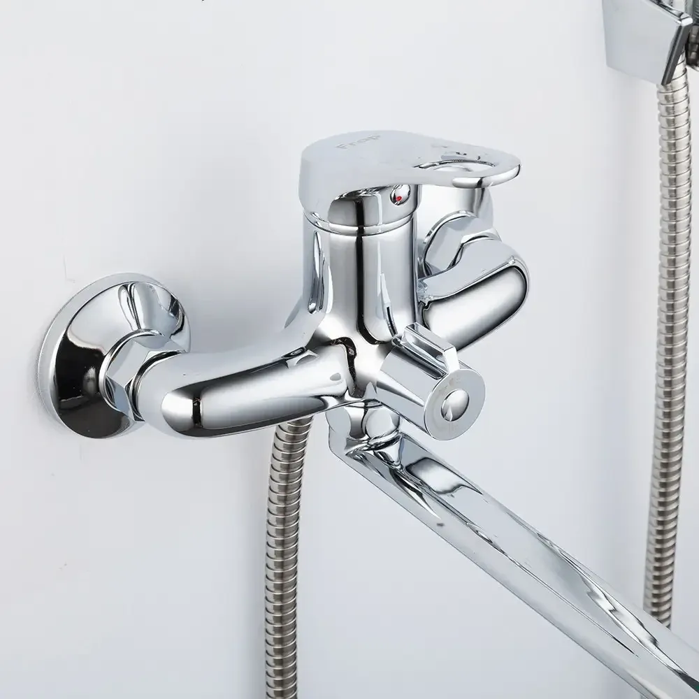 Змішувач для ванни FRAP F2213 з душовим гарнітуром, довгий вилив Київ - фото 7