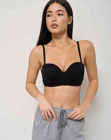 Бюстгальтер хлопковый в рубчик Nicoletta 80574 80B, Черный Киев