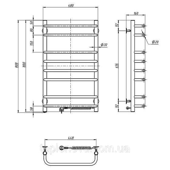 Сушарка для рушників Симфонія 480х800 права Чернівці