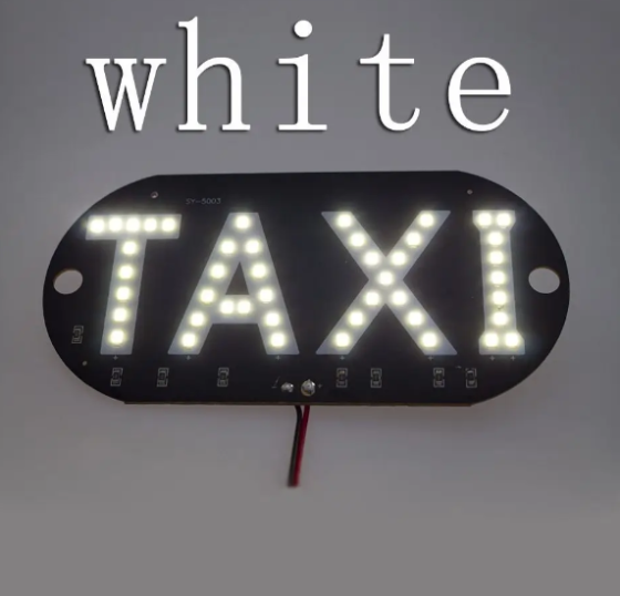 Автомобільне LED табло Таксі TAXI 12В біле з присосками для скла та підключенням до бортової мережі авто Київ