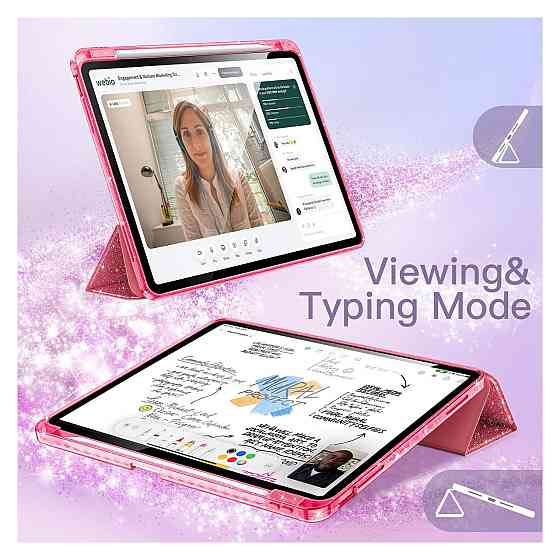 Чехол для iPad JETech A16 11/10 поколение Розовый глиттер с держателем для карандаша Киев