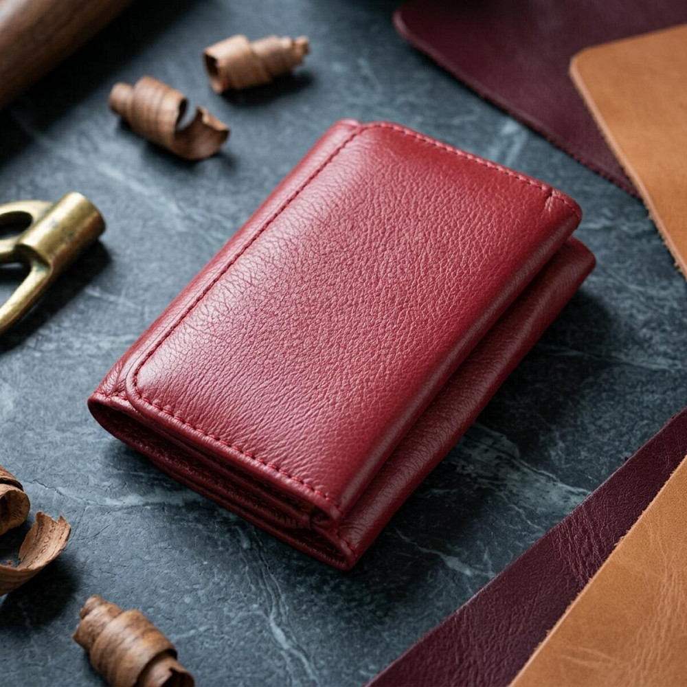 Компактний жіночий гаманець із натуральної шкіри ST Leather 23073 Бордовий Київ - фото 14