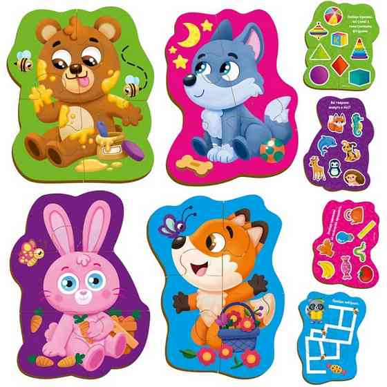 Детские развивающие картонные пазлы 