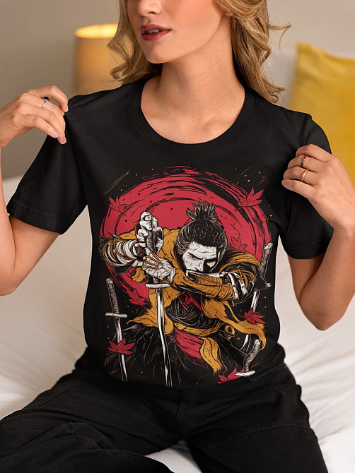 Футболка з аніме принтом Секіро Волф Аніме Вінтаге оверсайз (S/M/L) Чорний AnimeJ0472 Дніпро - фото 3