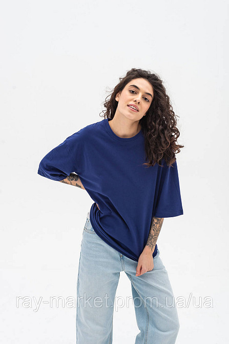 Футболка оверсайз RAY OVERSIZE женская темно-синяя (U0104W-Navy Blue) Киев - изображение 4