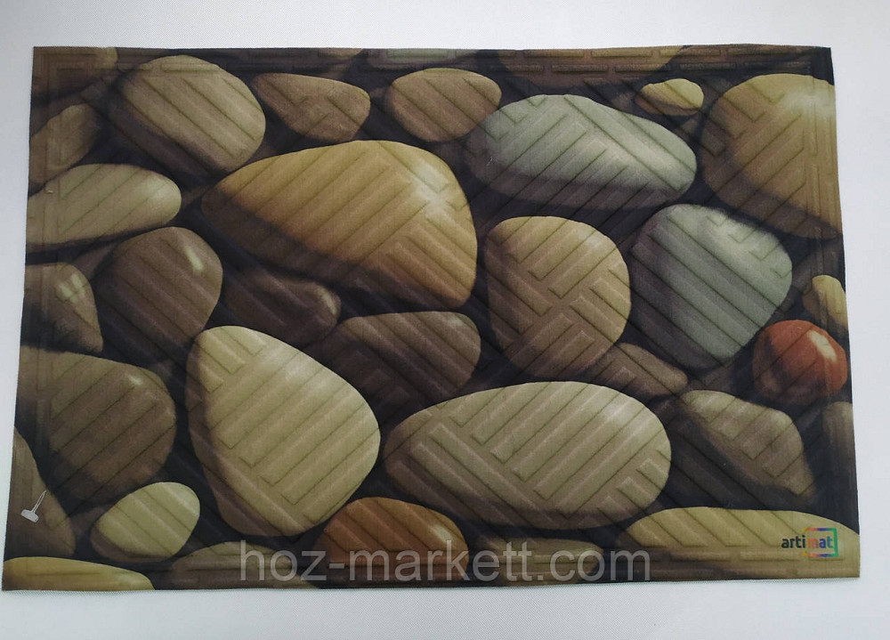 Коврик 60 х 40 см прорезиненный с ворсом в прихожую Камни Харьков - изображение 1