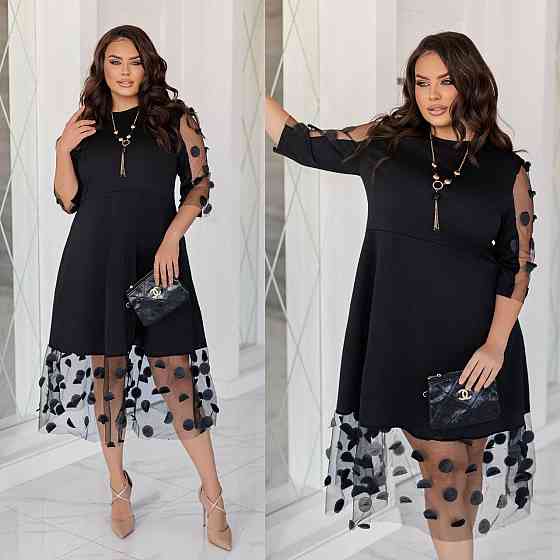 Жіноча святкова сукня батал італійський трикотаж + євросітка з 3Д-кружками 56/58 Одеса