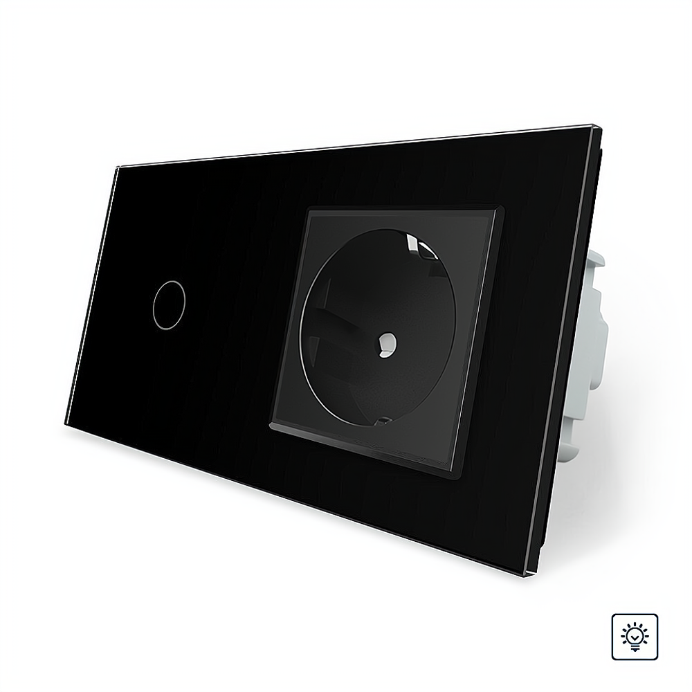 LIVOLO Сенсорний диммер 1 сенсор 1 розетка Livolo чорний скло (VL-C701D/C7C1EU-12) Коломия - фото 4