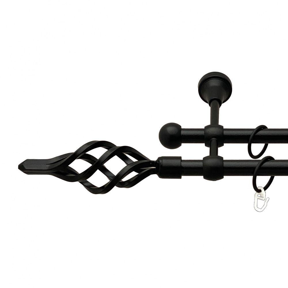 Карниз Orvit Ажур Мала металевий дворядний литий гладка труба кільце металеве Чорний Оксамит 16\16 мм 280 см (00-00013977) Львів - фото 1