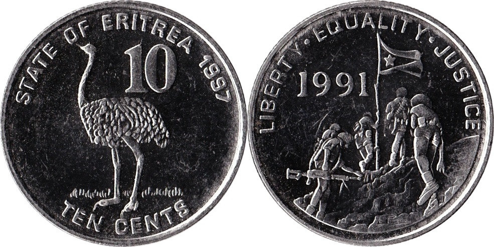 Eritrea Еритрея 10 Cents 1997 UNC Полтава - фото 1