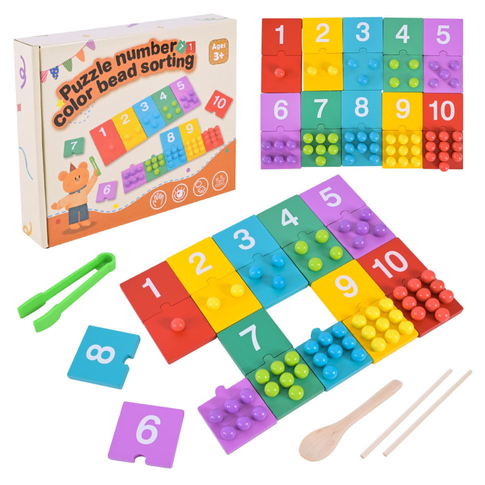 Дитяча дерев’яна іграшка "Цифри" C9412 пазли цифри, бусини Вінниця - фото 1