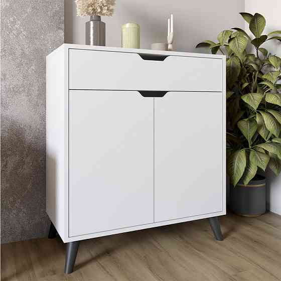 Комод в гостиную с черными ножками М-ЗОН Борн 750 Нимфеа Альба (белый) (MZN-031051) Львов