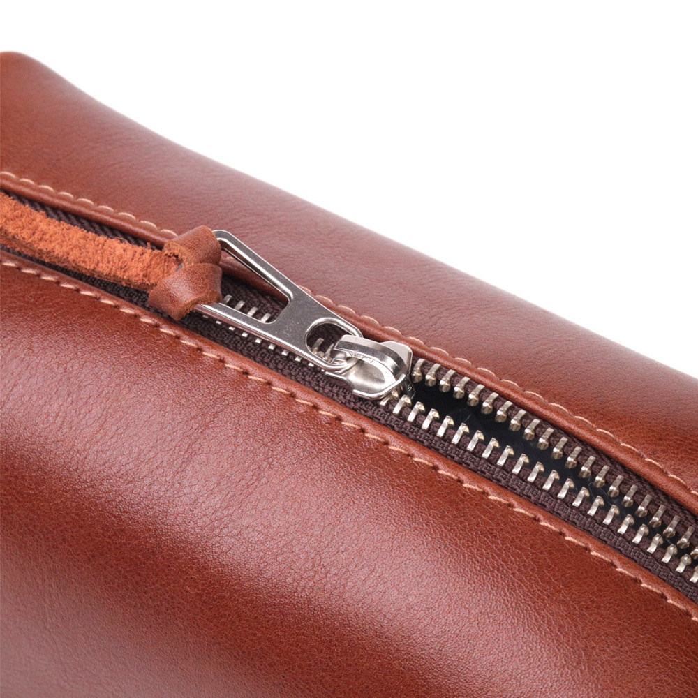 Чоловіча косметичка середнього розміру із гладкої шкіри на блискавці Серце GRANDE PELLE 16765 Світло-коричнева Київ - фото 5