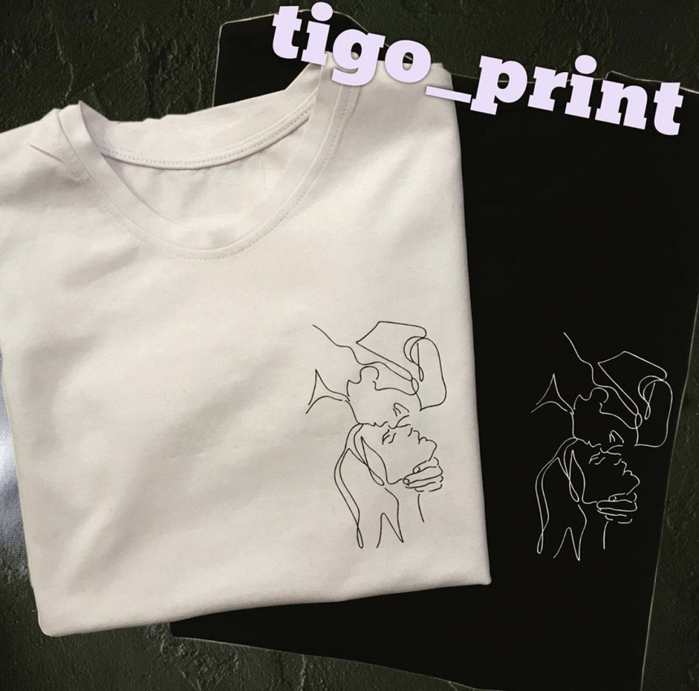 Парные футболки для парня и девушки с абстрактными лицами Черновцы - изображение 1