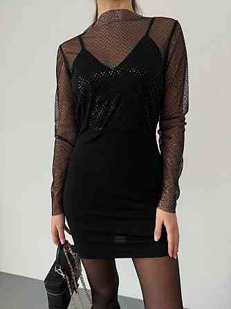 Женское праздничное мини платье с блестками креп дайвинг сетка 46/48 Одесса