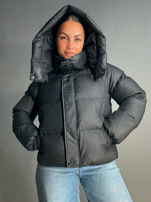 Куртка женская Lady Yep 10005 дутая пуффер с капюшоном черная, черный, 44 Киев - изображение 15