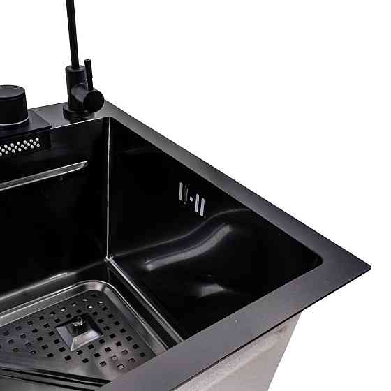 Кухонна мийка 75*46F чорна PVD Valeso Handmade "Водоспад" Fly rain Коломыя