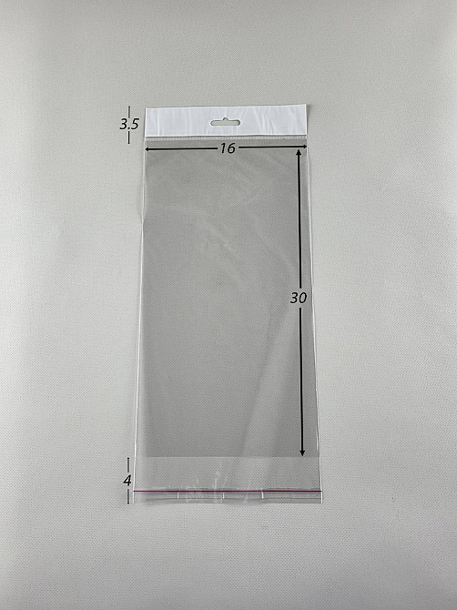 Пакет з еврослотом і липкою стрічкою 16см 30см 25мк (1000 шт) Харків - фото 2