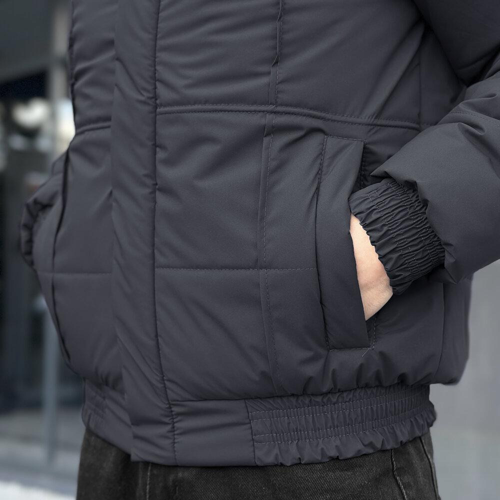 Темно-серая мужская куртка демисезонная без капюшона Pobedov Axmont Киев - изображение 4