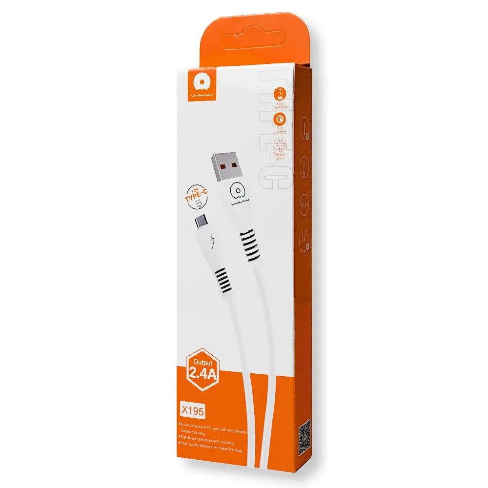 Кабель WUW-X195 USB Type-C 2,4A 1m white Одеса - фото 2