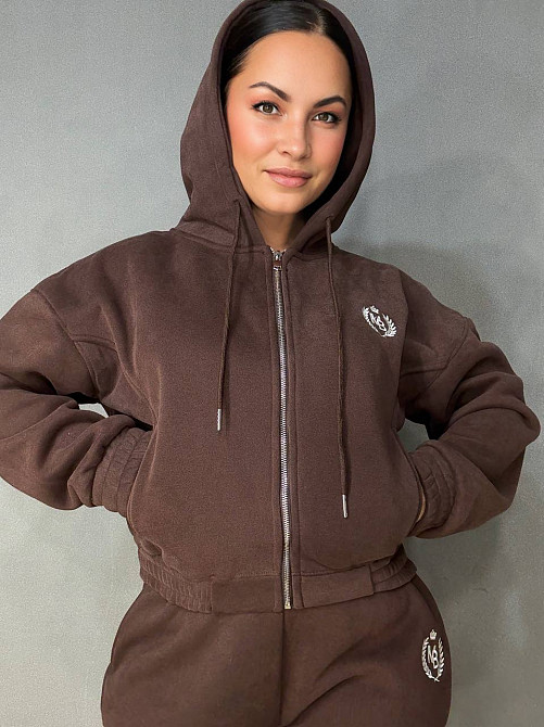 Костюм женский Joy One 80990 утепленный на флисе худи с брюками коричневый, коричневый, M Киев - изображение 14