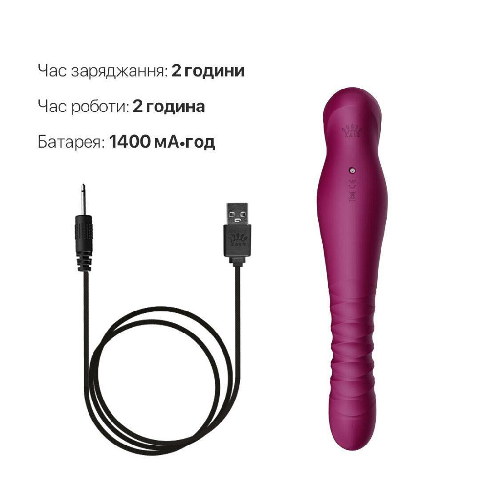 Смартвибратор-пульсатор Zalo — King Velvet Purple, кристалл Swarovski Sex Aura Киев - изображение 7