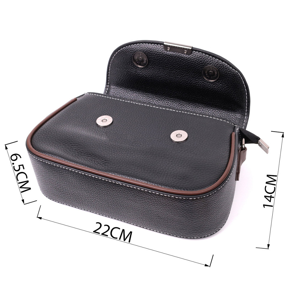 Стильная сумка для женщин с фактурным клапаном из натуральной кожи Vintage 22374 Черная Киев - изображение 3