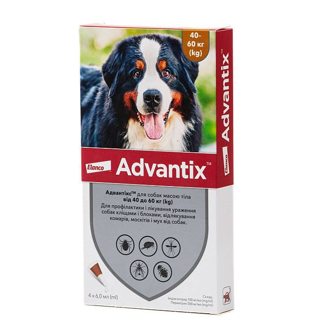Капли Адвантикс для собак весом 40-60 кг 6,0 мл 1 пипетка Elanco Винница - изображение 2