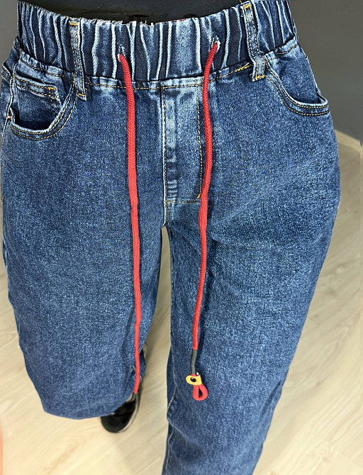 Джинси жіночі Vanver 8275 MOM на резинці зі шнурком великі розміри сині , синій, З4, 34, 98 см, 125 см Київ - фото 7