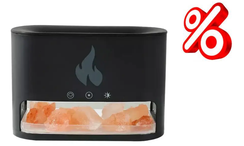 Соляная лампа  Flame с ультразвуковым увлажнителем воздуха 3-в-1. Солевой светильник ночник чёрный Днепр - изображение 1