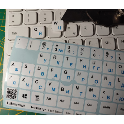 Наклейка на клавіатуру BestKey непрозора біла основа, 76, синій (BKU13WHI_BLU) Вінниця - фото 2