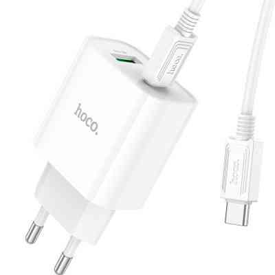 Зарядний пристрій HOCO C80A Plus Rapido PD20W+QC3.0 charger set(C to C) White (6931474779908) Вінниця