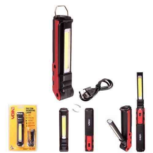 Переносний ліхтар VOIN VL-107, 5W COB + 3W XPE, акумулятор 2000mAh, магніт, індикатор заряду Харків