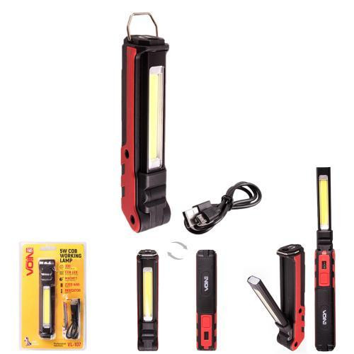 Переносний ліхтар VOIN VL-107, 5W COB + 3W XPE, акумулятор 2000mAh, магніт, індикатор заряду Харків - фото 5